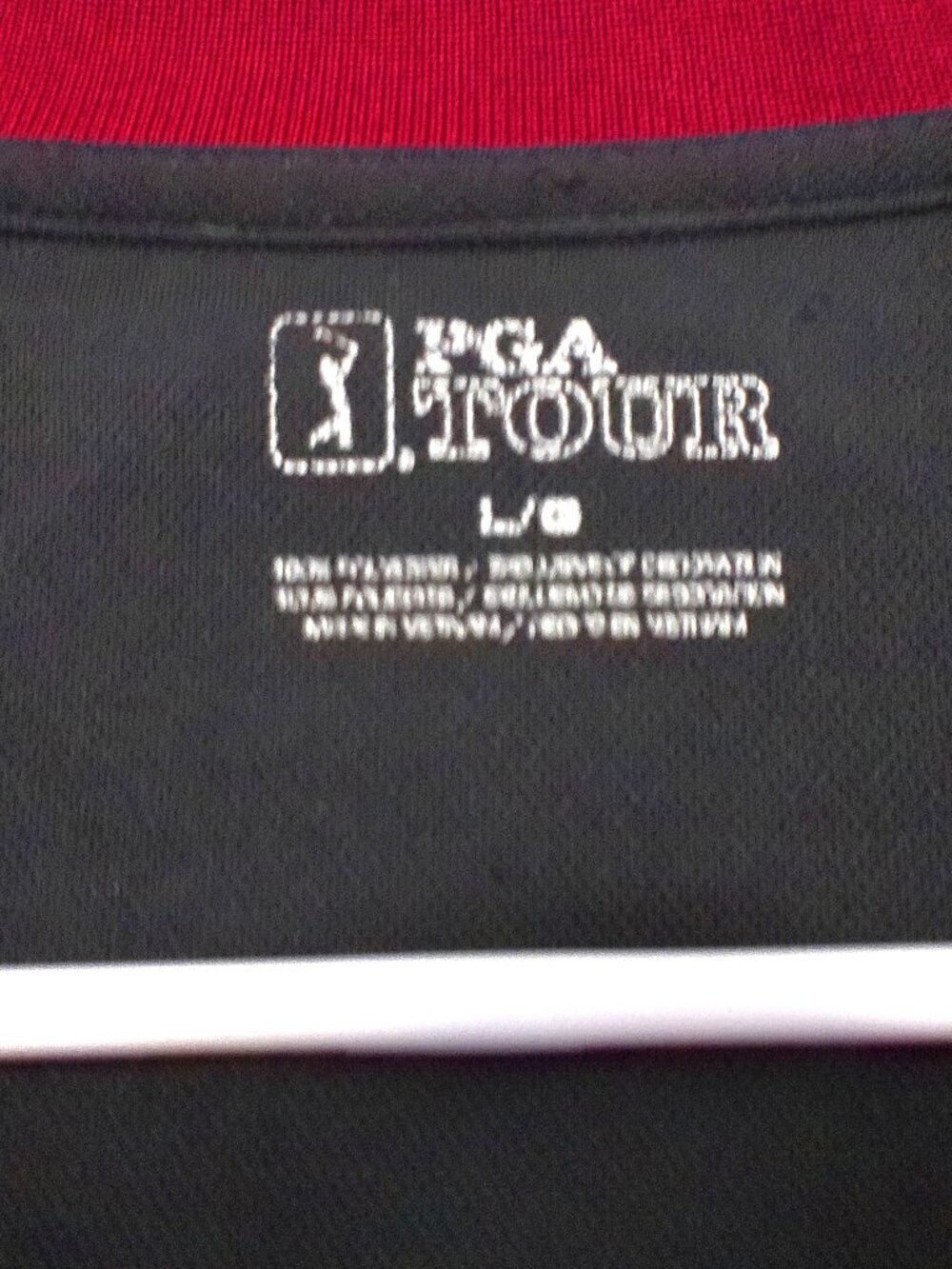 PGA Tour Golf Polo Shirt Mens Large Red Black Colorblock Performance Short Sleev - Picture 2 of 4